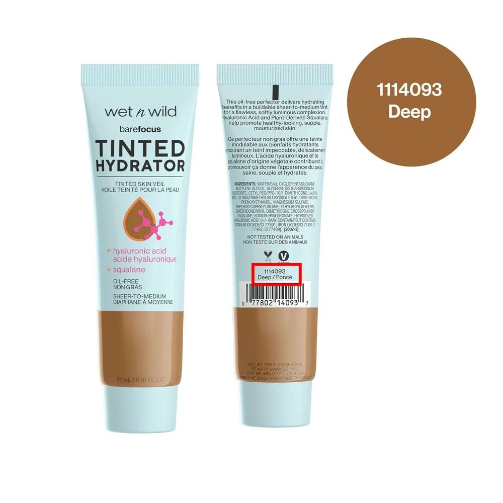 NEW Wet n Wild "Deep" .91 fl oz Bare focus Tinted Hydrator Foundation 1114093